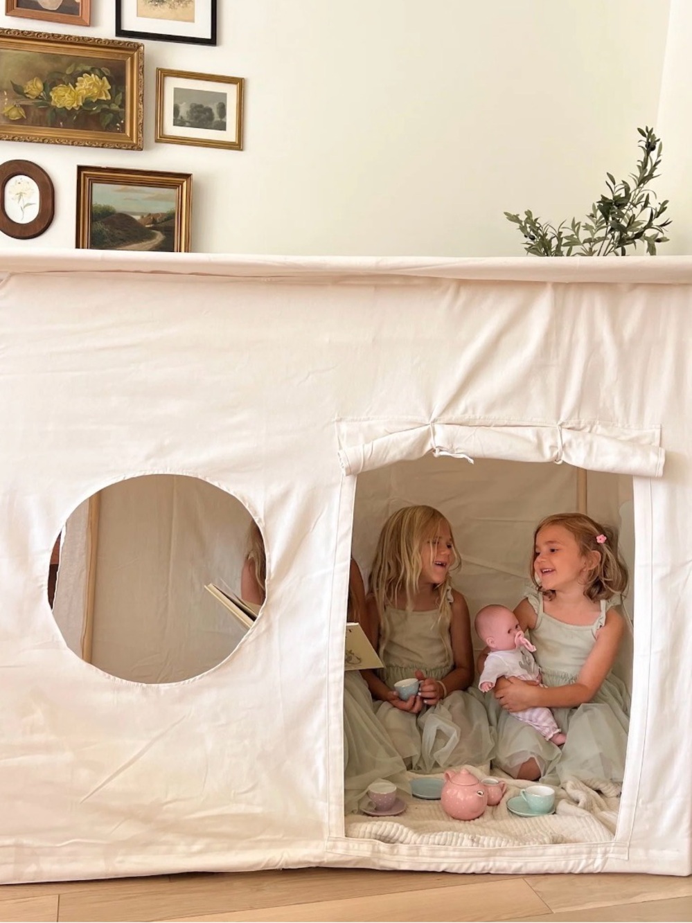 Kids Play Tent Hideaway – Soft Cream Playhouse